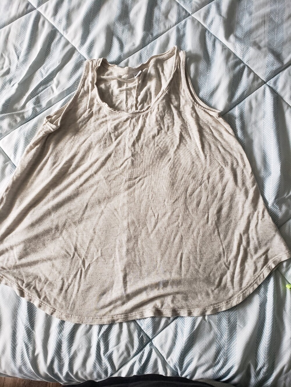 Old Navy Oversi6Light Beige With Gold Sparkle Tank Top - Scoop Neck Casual